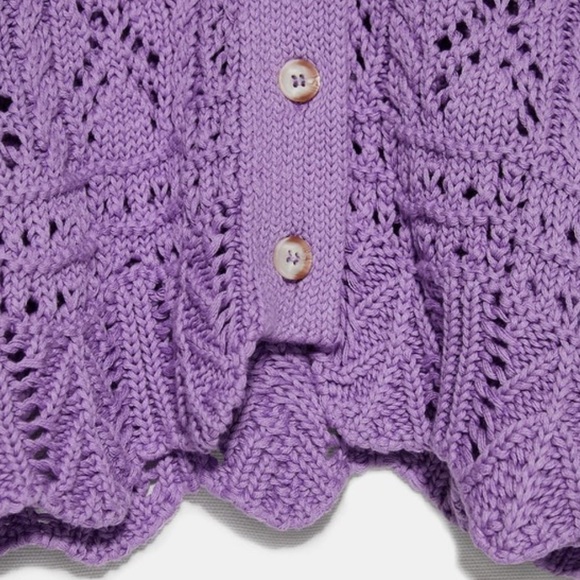 Textured Knit Sweater Cardigan lilac - Picture 4 of 11